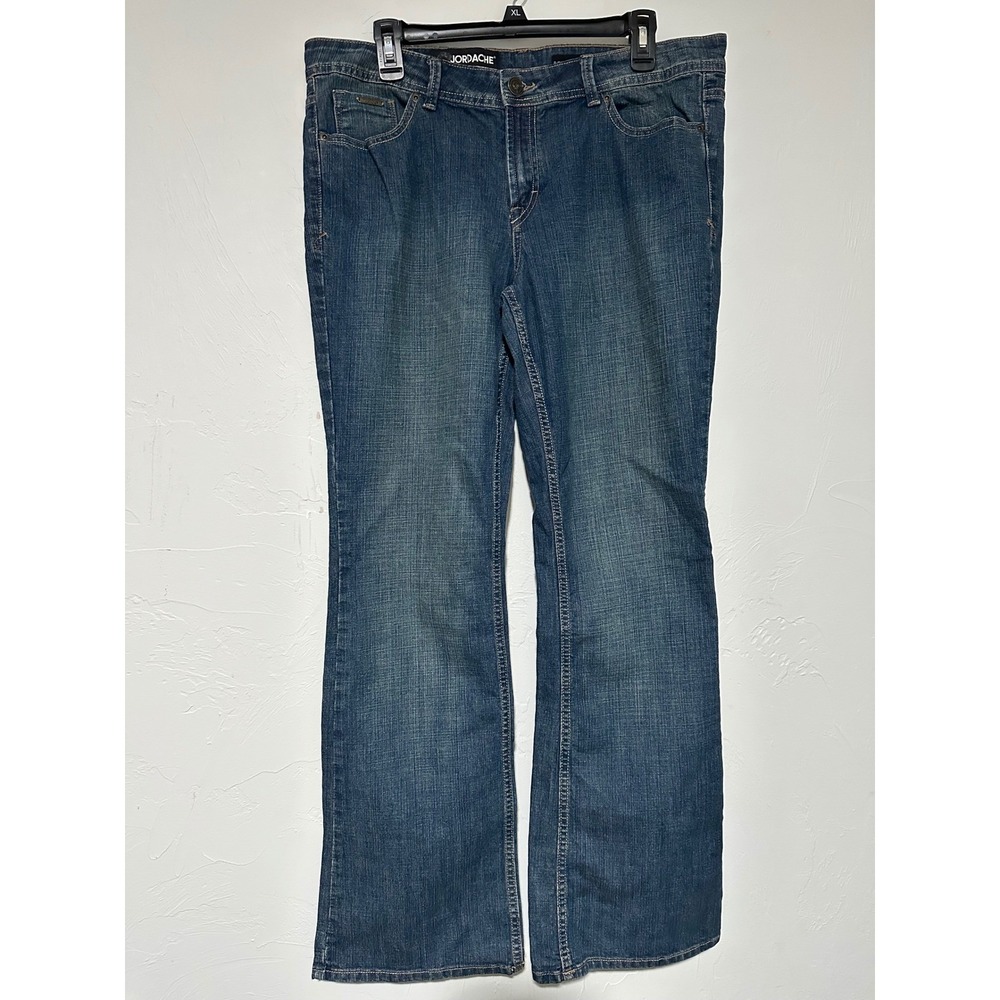 Jordache Womens Bootcut Jeans Size 14 Med Wash Blue Denim Flap Pocket Mid-Rise